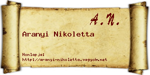 Aranyi Nikoletta névjegykártya